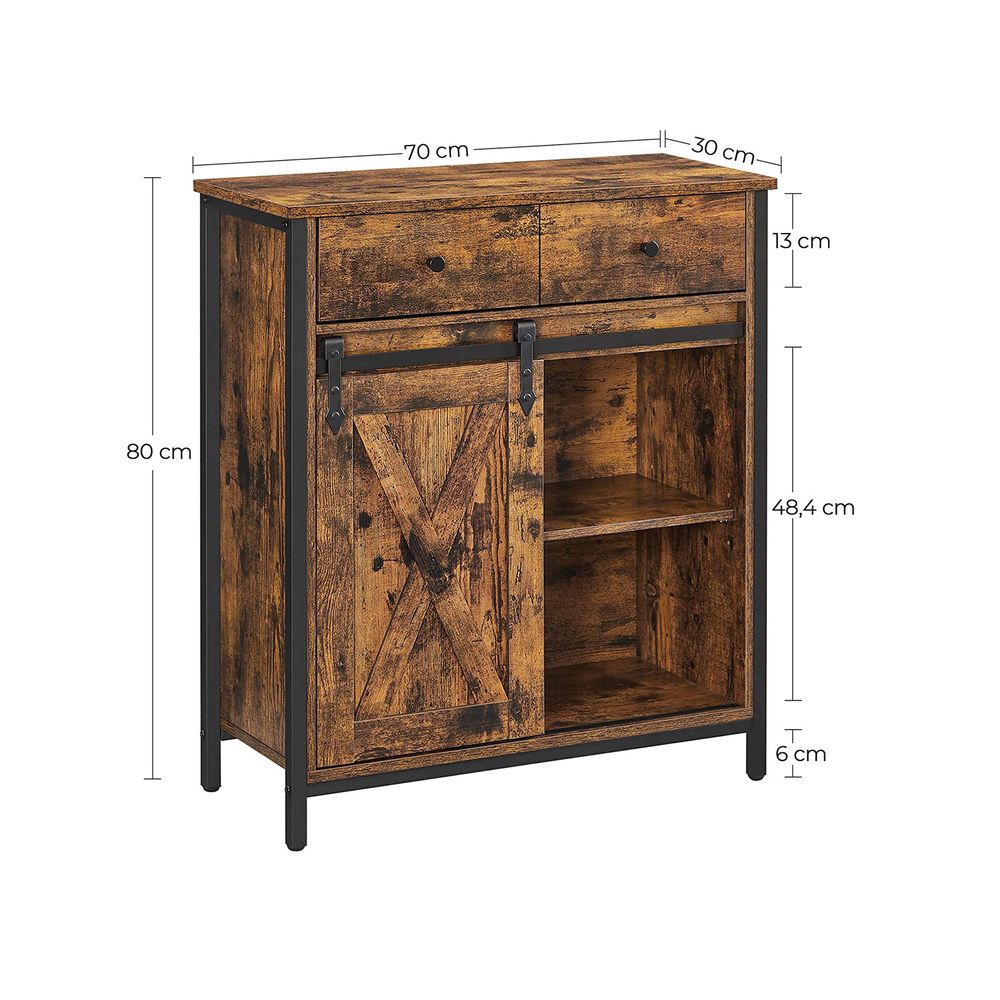 VASAGLE Industrial Storage Sideboard with Sliding Barn Door - Thumbnail 4