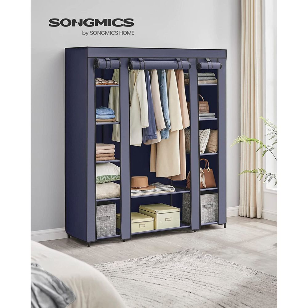 SONGMICS 59 Closet Organizer Wardrobe Closet Portable Closet Shelves, Closet Storage Organizer with Non-Woven Fabric