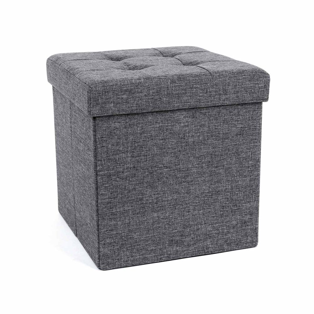 Multifunctional Linen Fabric Foldable Storage Ottoman Bench Foot