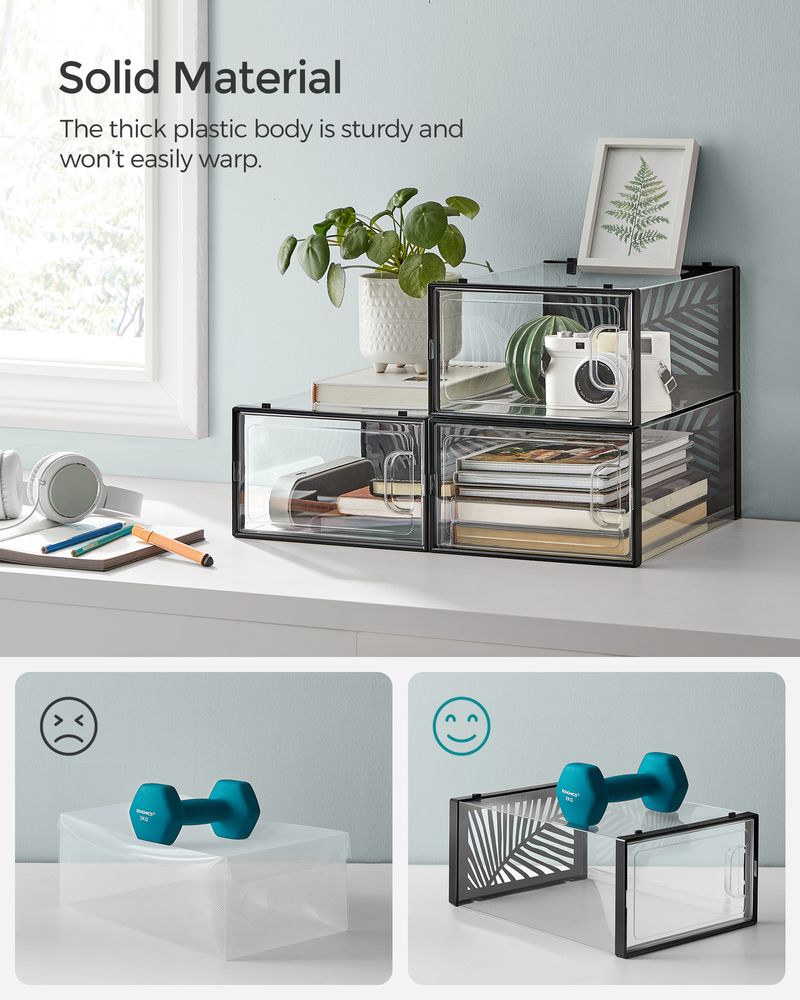 SONGMICS Shoe Boxes, Set of 18 Stackable Plastic Shoe Organizer - Thumbnail 5