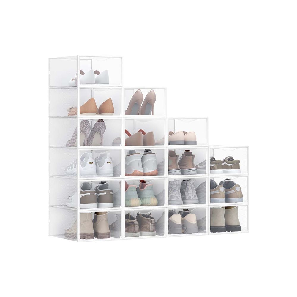 SONGMICS Stackable Shoe Boxes, Set of 18 Plastic Shoe Organizers with Door - Thumbnail 2
