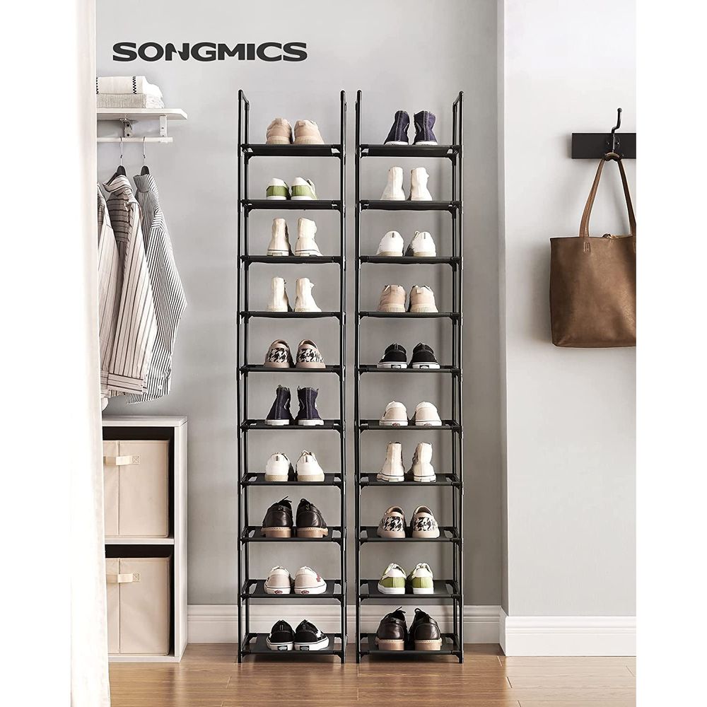 SONGMICS Shoe Rack, 10 Tier Shoe Shelf, Shoe Storage, Black Ulsr110B02