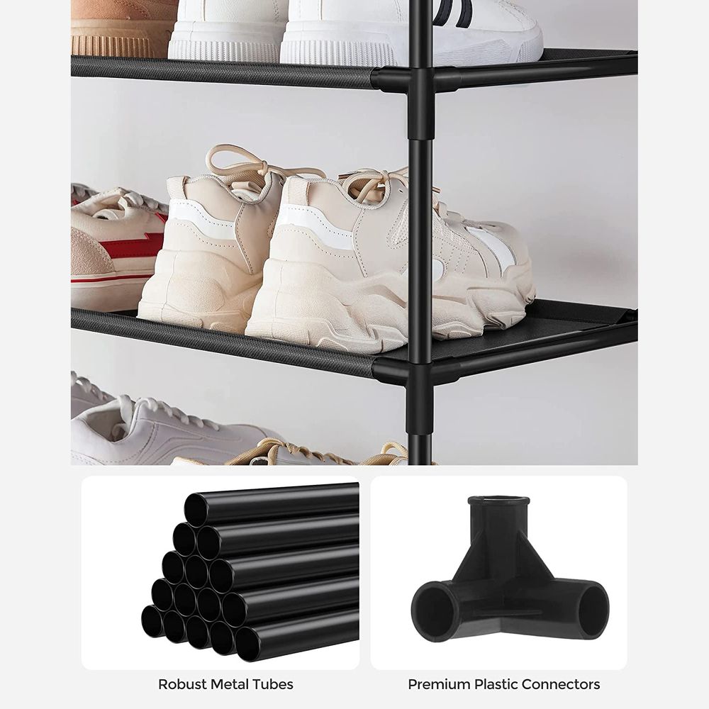 Shoe Rack, 10-Tier Shoe Shelf, Shoe Storage Organizer, Metal Frame,  Non-Woven Fabric Shelves