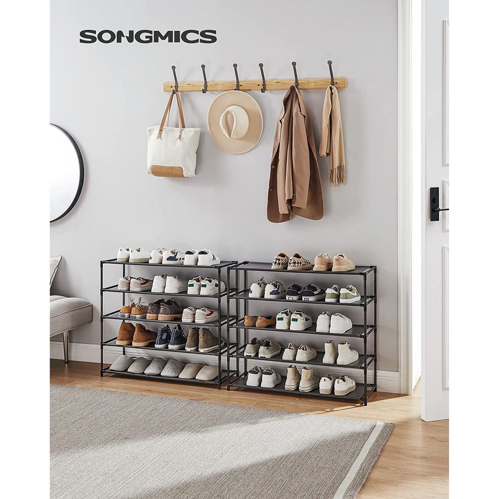 SONGMICS 10-Tier Shoe Shelf, Gray / 13 x 13 x 68.1 Inches