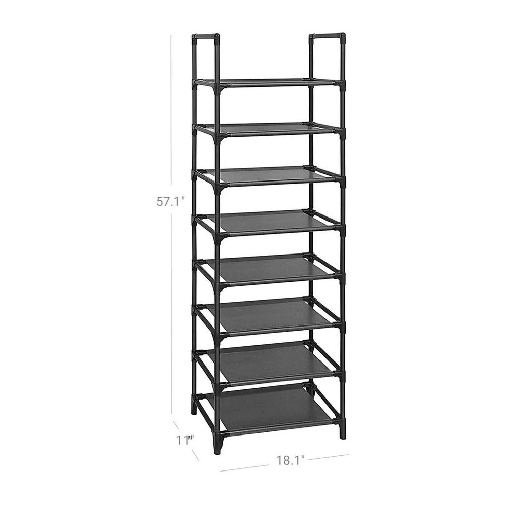 SONGMICS Shoe Rack, 8-Tier Shoe Organizer, Metal Shoe Storage for Garage,  Entryway, Set of 2 4-Tier Stackable Shoe Shelf, with Adjustable Flat or  Angled Shelves, Holds 32-40 Pairs, Black