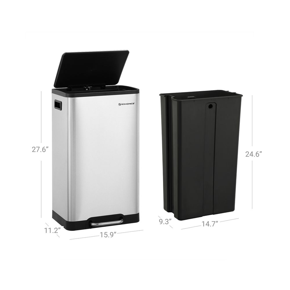 Songmics Slim Trash Can, 12.7 Gallon Garbage Can For Narrow Spaces
