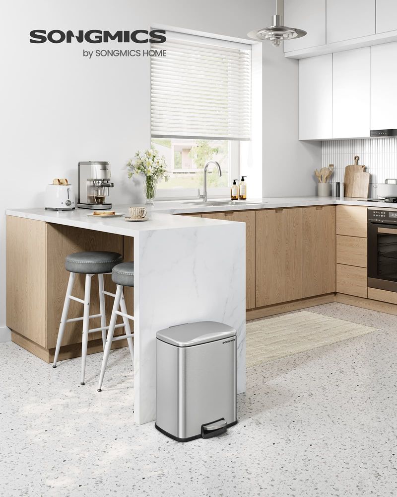 SONGMICS Stainless Steel Kitchen Trash Can - Thumbnail 3