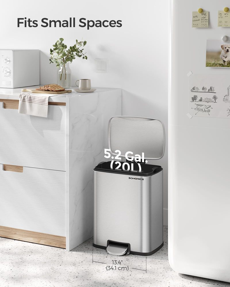 SONGMICS Stainless Steel Kitchen Trash Can - Thumbnail 5