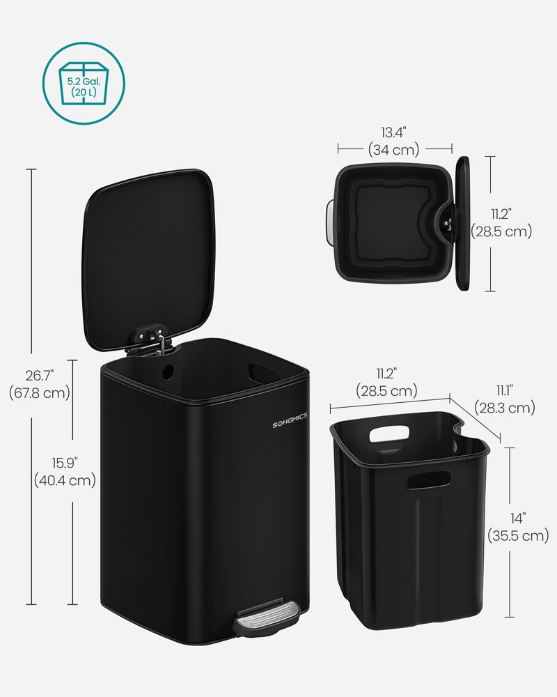 SONGMICS Stainless Trash Can - Thumbnail 2