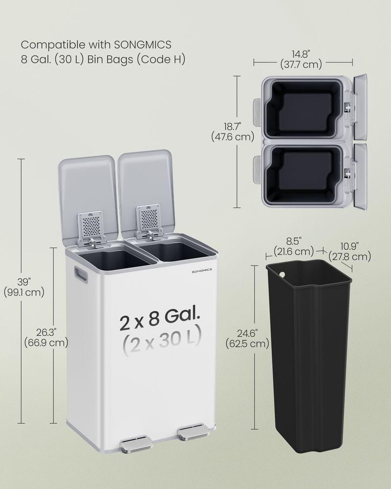 SONGMICS Dual Trash Can - Thumbnail 5