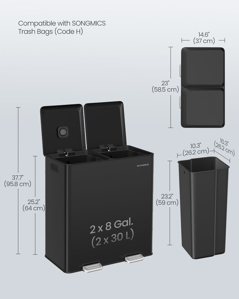SONGMICS Double Trash Can - Thumbnail 3