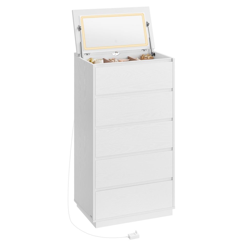 VASAGLE 5-Drawer Dresser with Vanity Mirror and Lights - Thumbnail 3