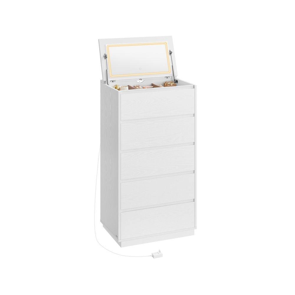 VASAGLE 5-Drawer Dresser with Vanity Mirror and Lights