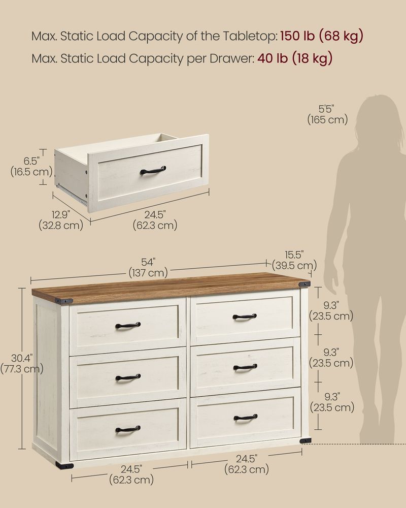 VASAGLE LIRY Collection 6-Drawer Dresser - Thumbnail 3