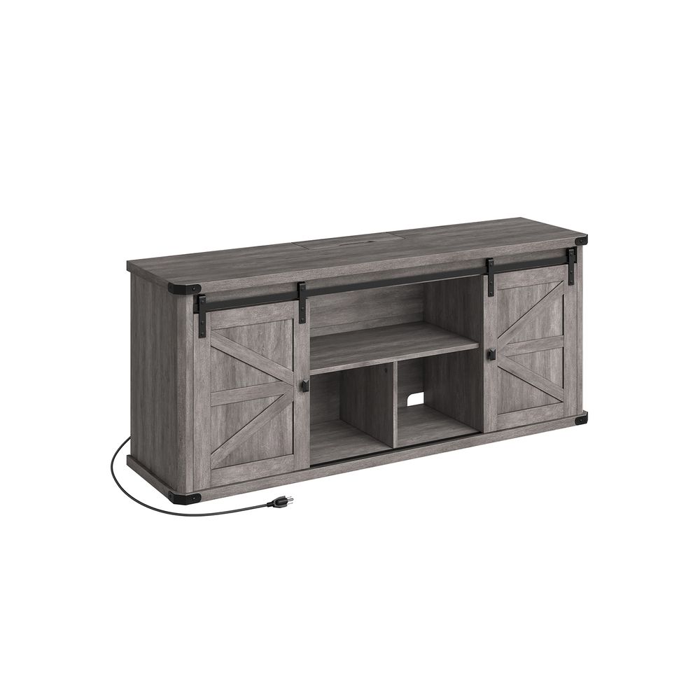 NEW TV Stand for 50 inch TVs w/ Barn Door, 2 deals Open Compartments &Cable Management