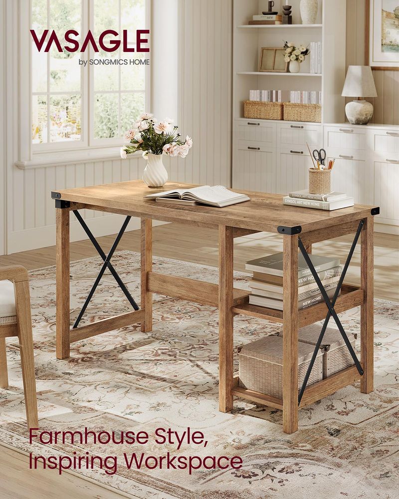 VASAGLE Home Office Desk with Storage Shelves - Thumbnail 2