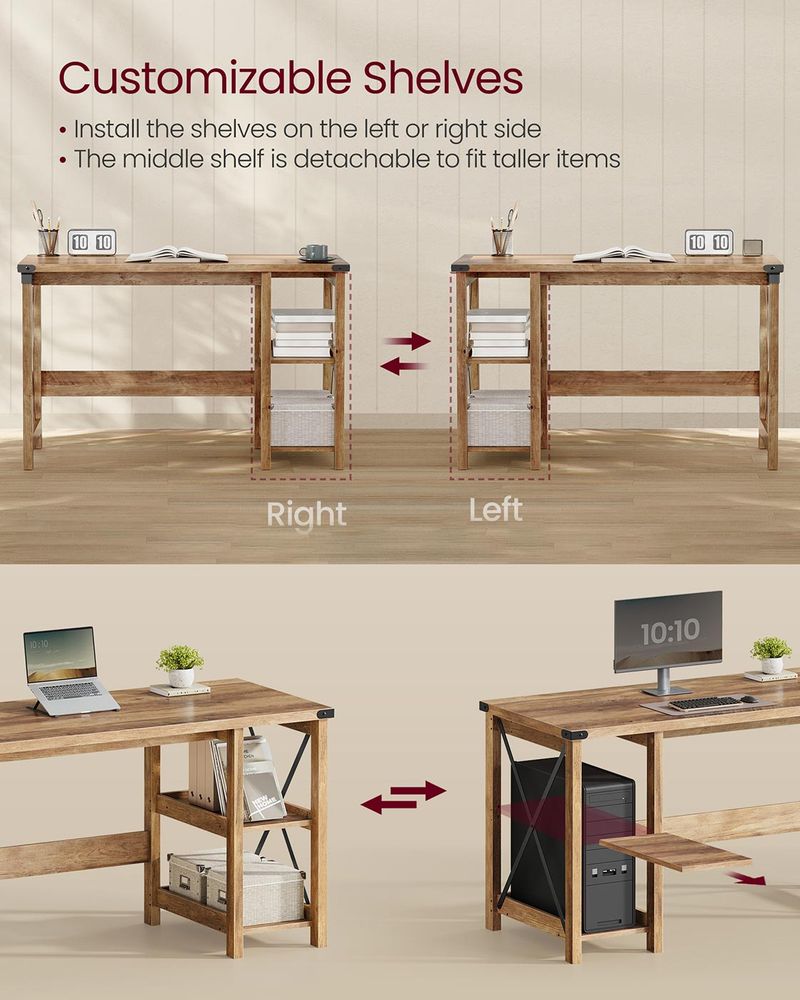 VASAGLE Home Office Desk with Storage Shelves - Thumbnail 3