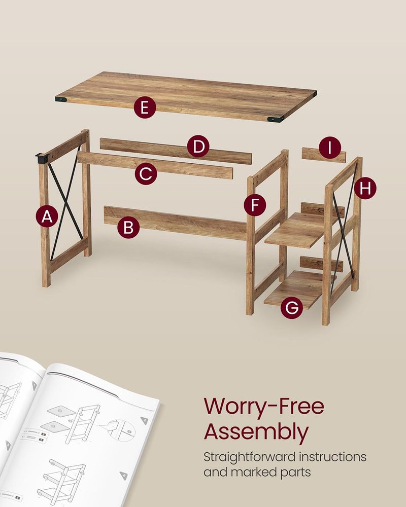 VASAGLE Home Office Desk with Storage Shelves - Thumbnail 5