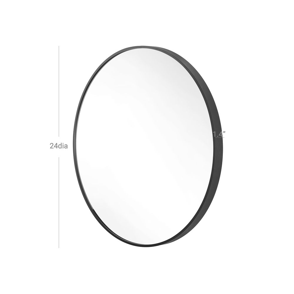 SONGMICS Round Wall Mirror, Decorative Circle Mirror, 24-Inch Diameter, Metal Frame, for Living Room, Bedroom, Bathroom, Entryway, Black ULWM102B01 - 3