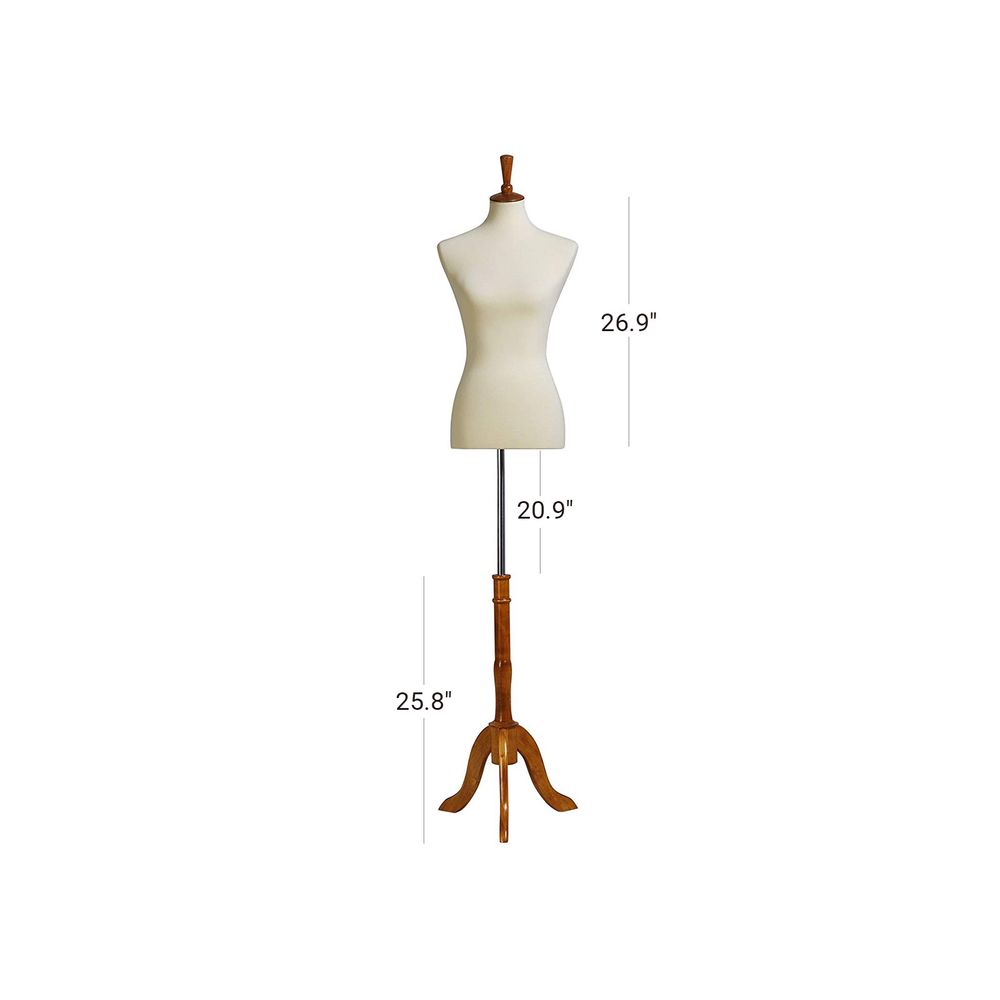 Female Dress Form Mannequin Body Torso Stand with Adjustable Height Stand Dress Form for Display or Decoration, Beige