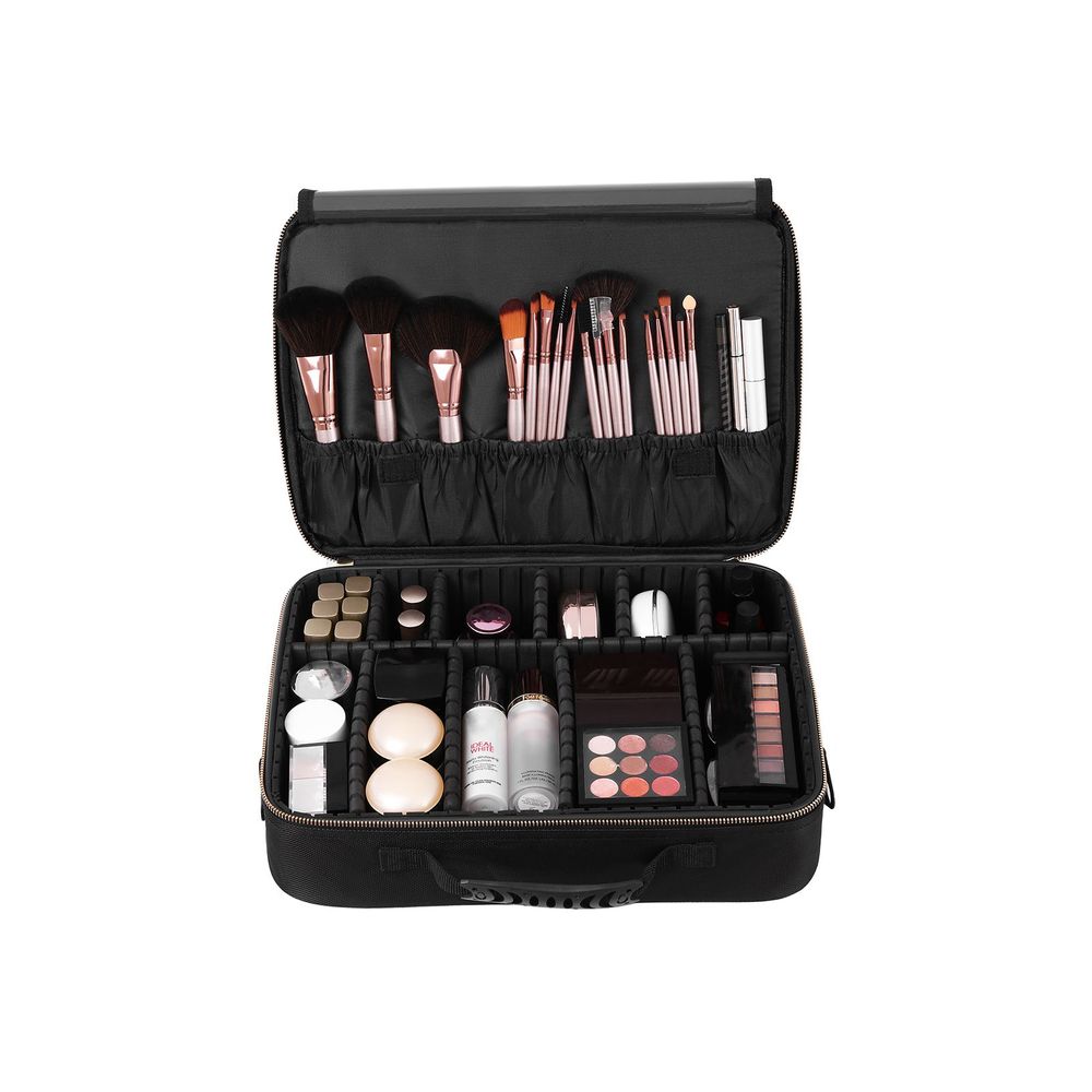 Songmics JHZ08BK Lockable Makeup Case Rolling Trolley