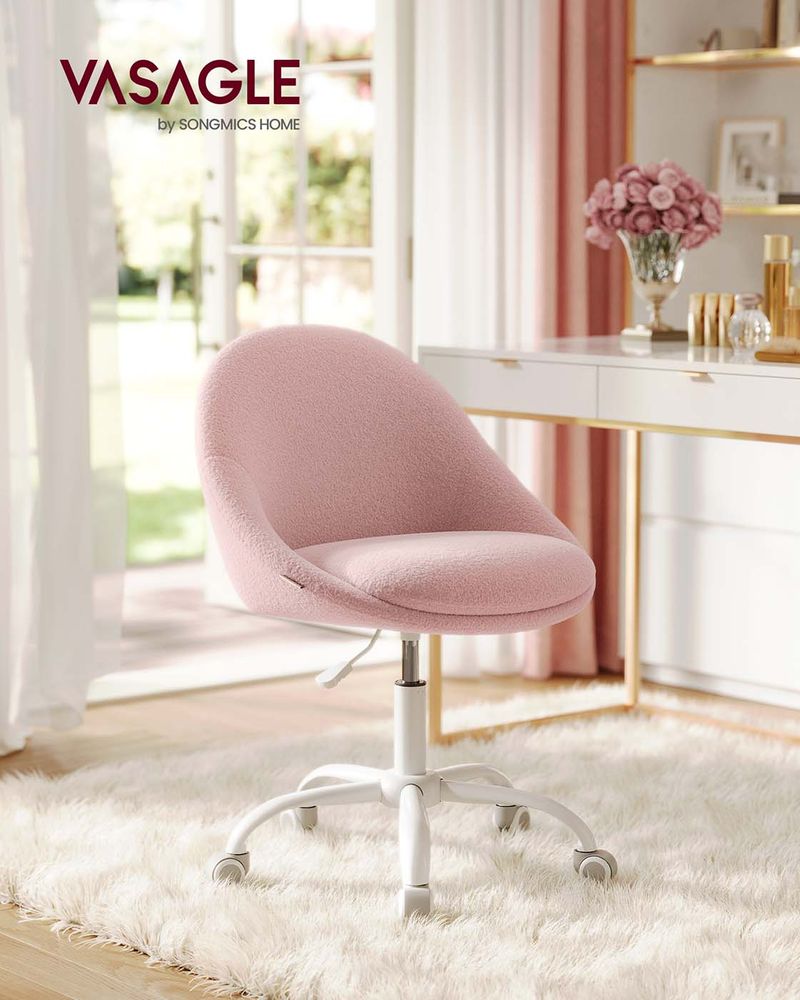 VASAGLE Swivel vanity chair with back and wheels - Thumbnail 2