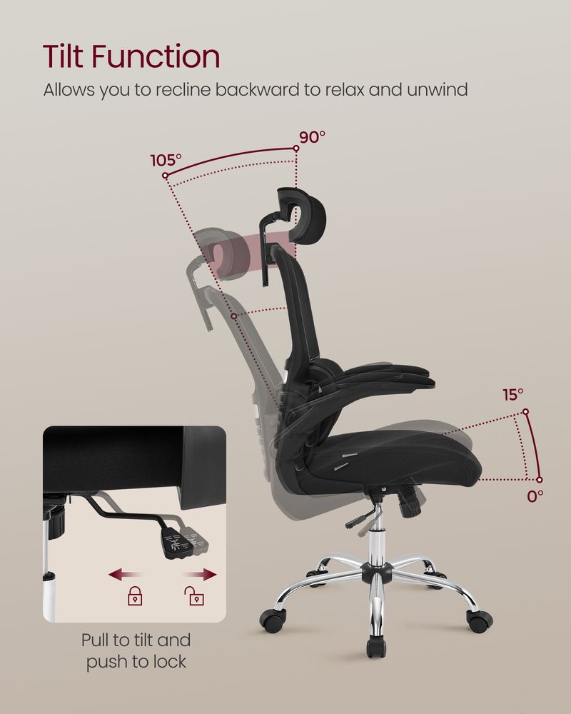 VASAGLE Ergonomic Design High Back Desk Chair - Thumbnail 4