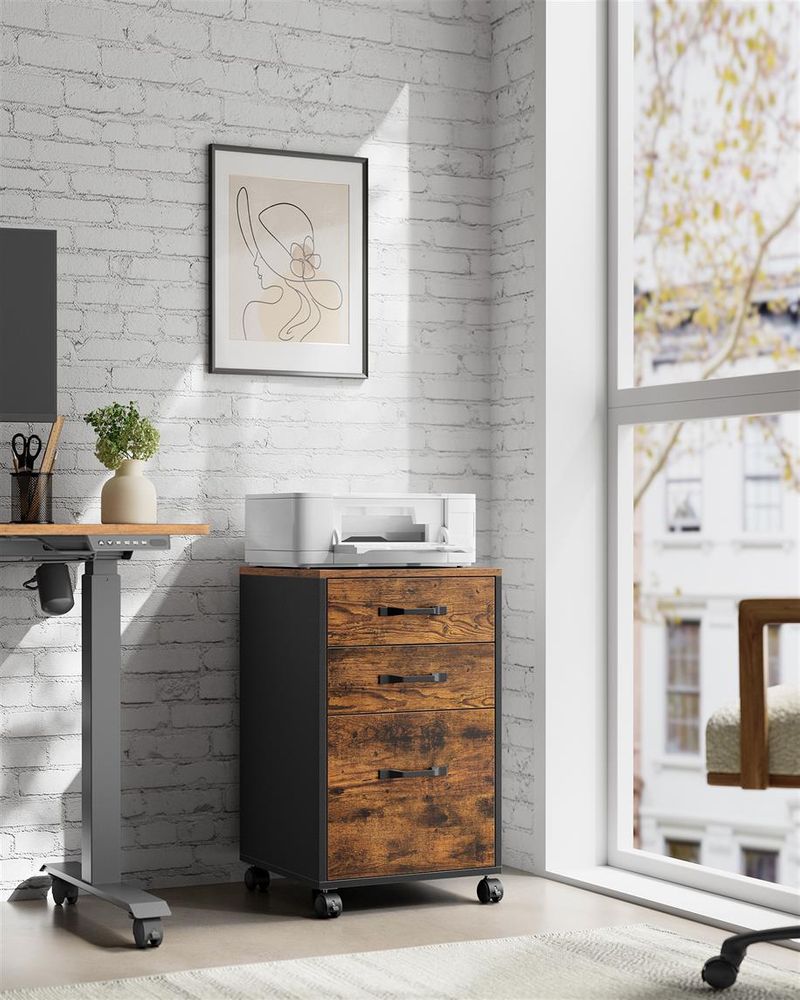 VASAGLE 3 Drawers Filling Cabinet with Wheels - Thumbnail 2