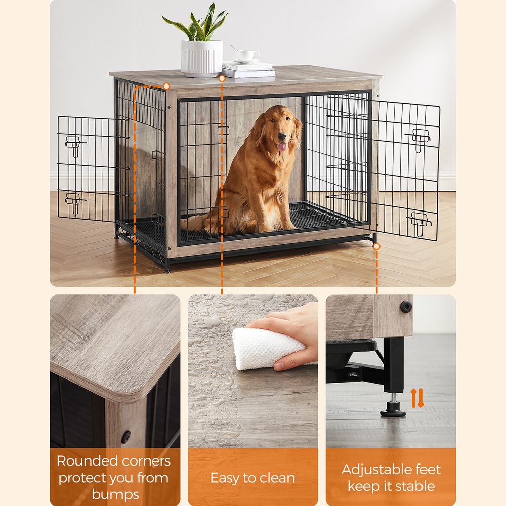 Feandrea Dog Crate Furniture Side End Table Modern Kennel for Dogs I