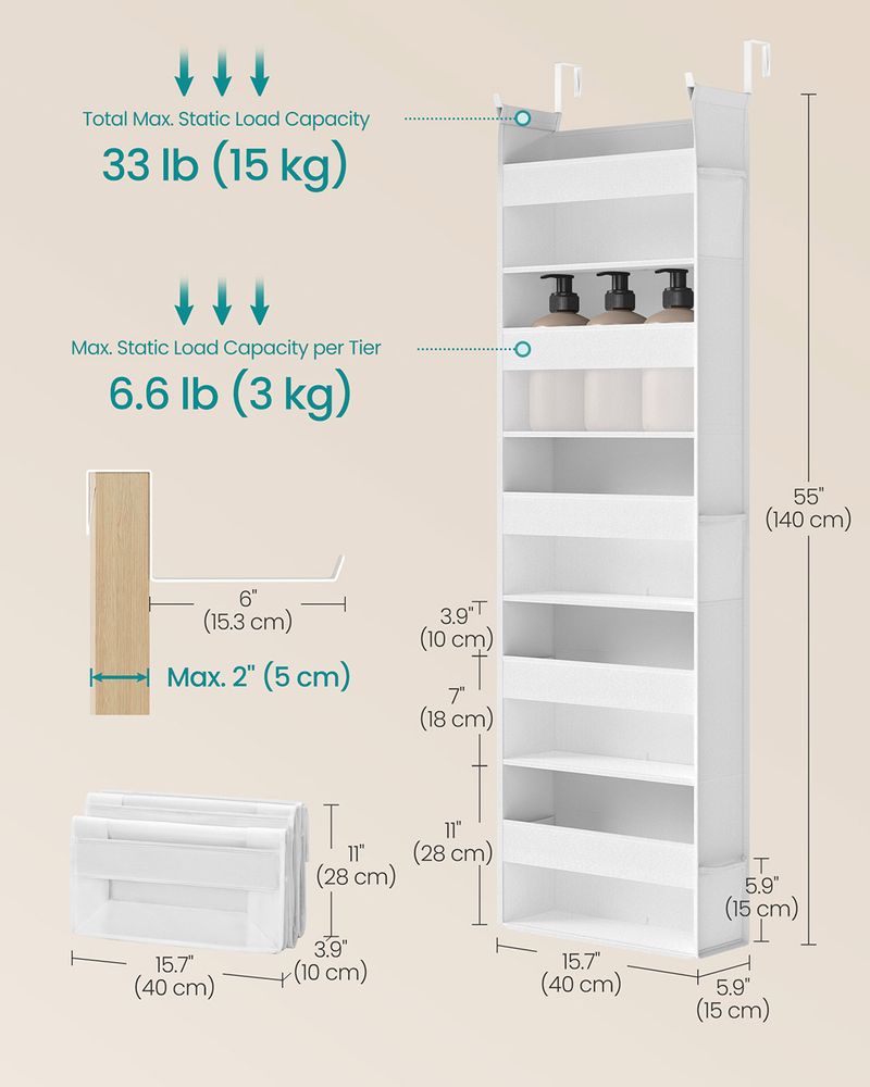SONGMICS Hanging Door Organizer with 5 Large Pockets - Thumbnail 3