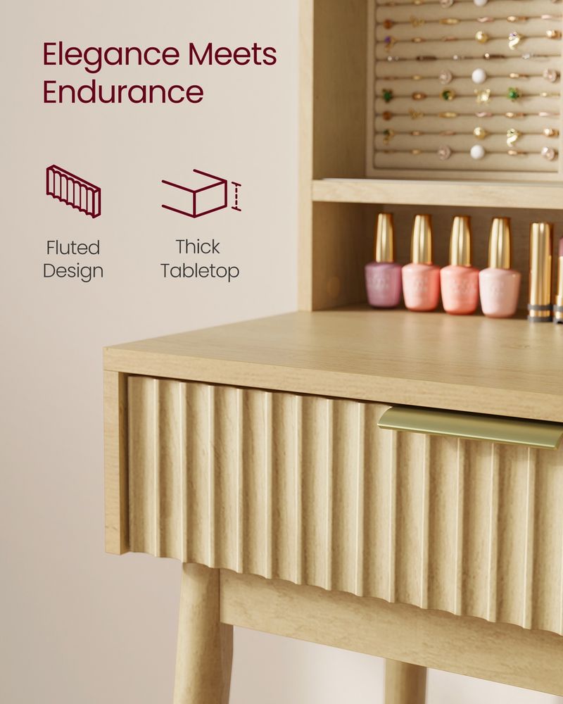 VASAGLE MAXE Collection Vanity Desk with Sliding Mirror and Lights - Thumbnail 5