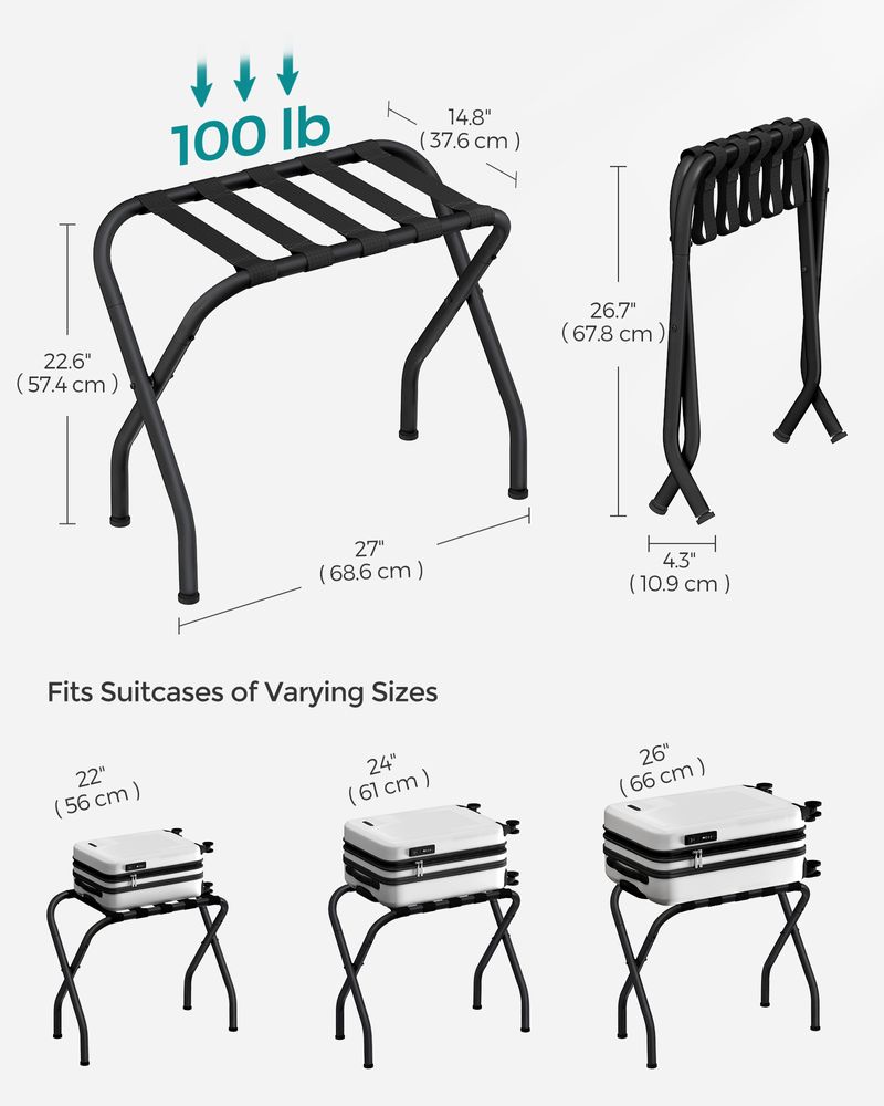 SONGMICS Metal Folding Luggage Rack - Thumbnail 2
