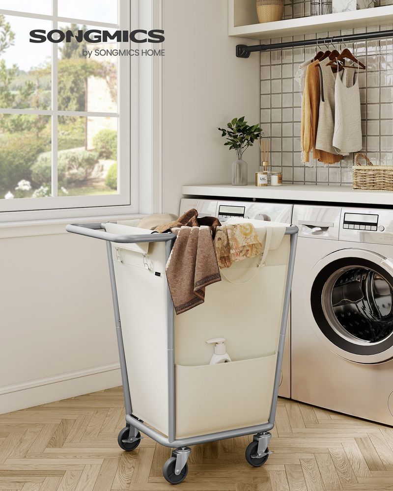 SONGMICS Round Laundry Basket with Wheels - Thumbnail 3