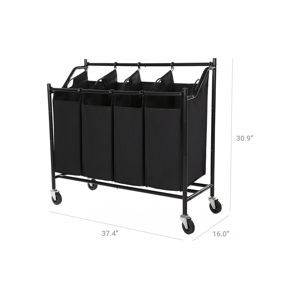3 Section Laundry Sorter, 3 Bag Laundry Hamper Cart with Heavy