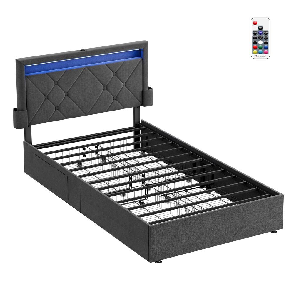 VASAGLE LED Bed Frame Queen Size