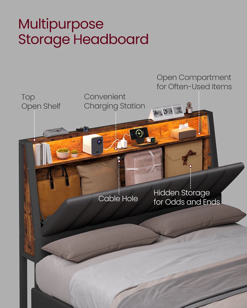 VASAGLE LED Bed Frame Full Size | SONGMICS HOME