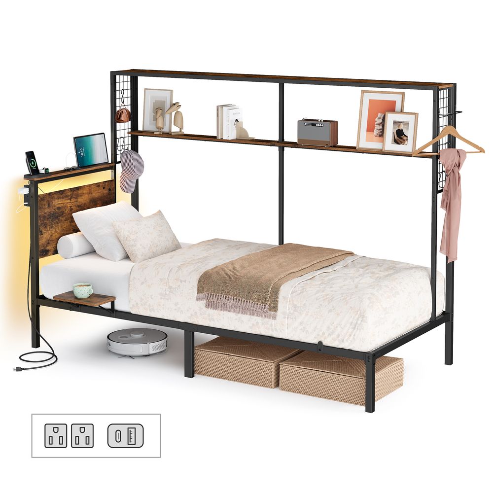 VASAGLE Twin Size Metal Bed Frame with Headboard