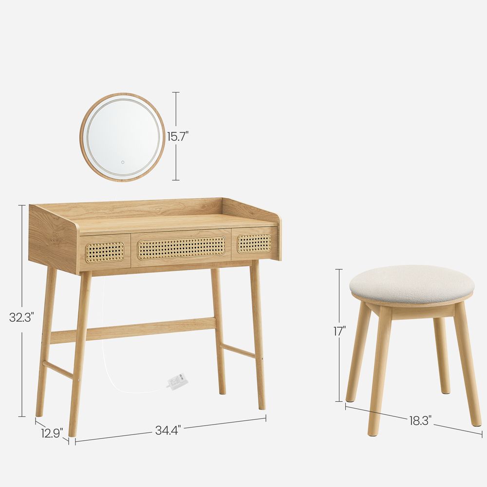 SONGMICS HOME Vanity Table Set with Makeup Stool and Dressing Table - Thumbnail 2