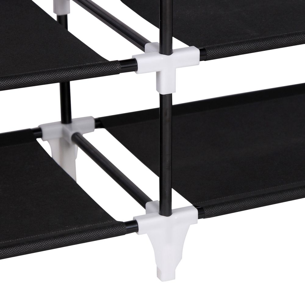 4-tier Small Shoe Rack, Black Color, Each Tier Reinforced With 4 Steel  Tubes
