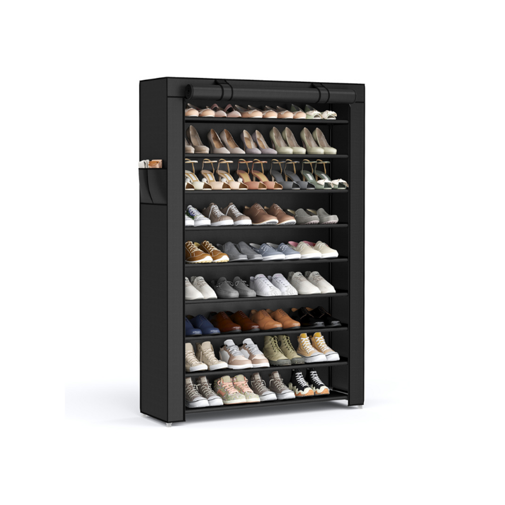 SONGMICS 9 Tier Shoe Rack with Cover - Thumbnail 3