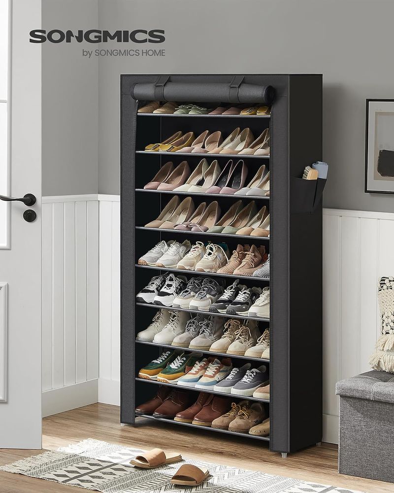 SONGMICS 9 Tier Shoe Rack with Cover