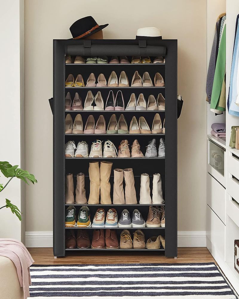 SONGMICS 9 Tier Shoe Rack with Cover - Thumbnail 5