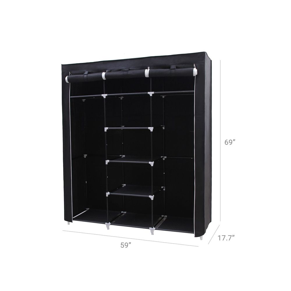 UBesGoo Portable Closet Organizer Wardrobe Storage Clothes Organizer with  12 Shelves, Black