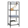 Black 4-Tier Storage Unit with Adjustable Shelves