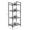 Black 4-Tier Storage Unit with Adjustable Shelves