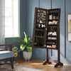 Brown Free-Standing Jewelry Armoire with Lock