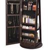 Brown Swivel Jewelry Armoire with Mirror