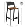 Set of 2 Industrial Bar Stools with Backrest