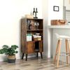 Freestanding Retro Brown Bookcase with Cabinet