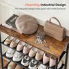 Rustic Brown Shoe Storage Rack with Fabric Shelves
